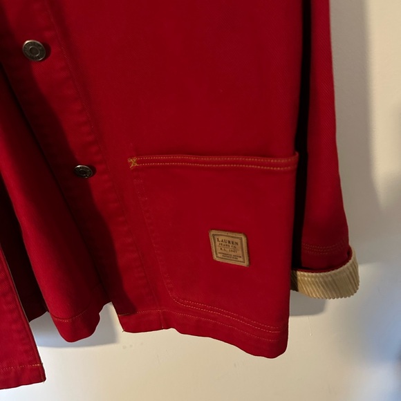 Vintage Y2K Ralph Lauren Jeans Co. Barn coat red corduroy trim - Picture 3 of 6